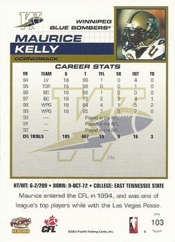 2003 Pacific  CFL - Red #103 Maurice Kelly Back