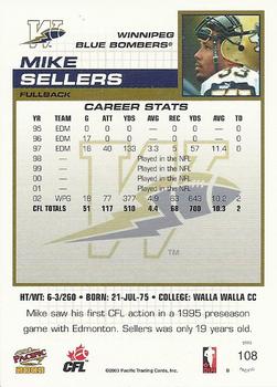 2003 Pacific  CFL - Red #108 Mike Sellers Back