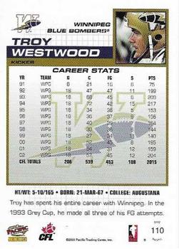 2003 Pacific  CFL - Red #110 Troy Westwood Back