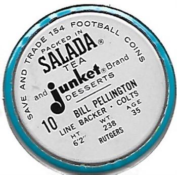 1962 Salada Coins #10 Bill Pellington Back