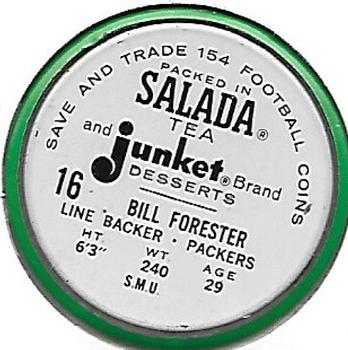 1962 Salada Coins #16 Bill Forester Back