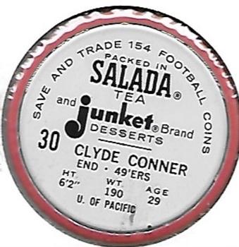 1962 Salada Coins #30 Clyde Conner Back
