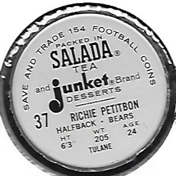 1962 Salada Coins #37 Richie Petitbon Back