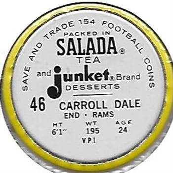 1962 Salada Coins #46 Carroll Dale Back