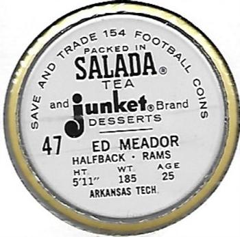 1962 Salada Coins #47 Ed Meador Back