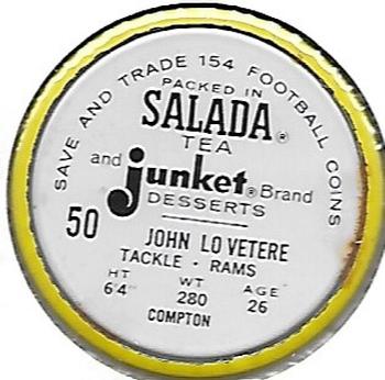 1962 Salada Coins #50 John LoVetere Back