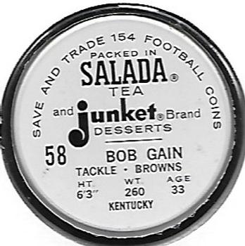 1962 Salada Coins #58 Bob Gain Back