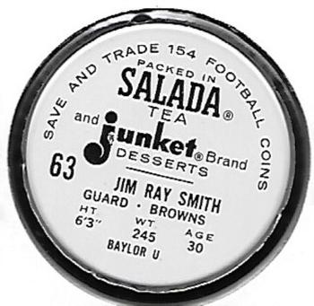 1962 Salada Coins #63 J.R. Smith Back
