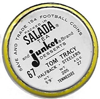1962 Salada Coins #67 Tom Tracy Back