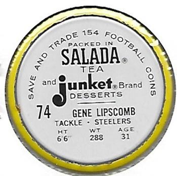 1962 Salada Coins #74 Gene Lipscomb Back