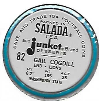 1962 Salada Coins #82 Gail Cogdill Back