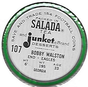 1962 Salada Coins #107 Bobby Walston Back