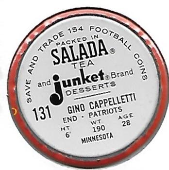 1962 Salada Coins #131 Gino Cappelletti Back