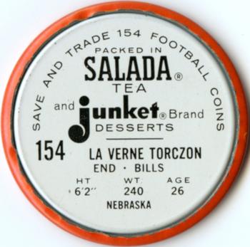 1962 Salada Coins #154 Laverne Torczon Back