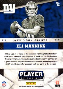 2016 Panini Player of the Day #14 Eli Manning Back