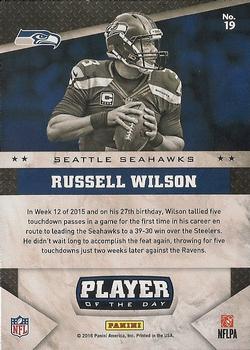 2016 Panini Player of the Day #19 Russell Wilson Back