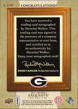 2011 Upper Deck Exquisite Collection - Legacy Signatures #L-HW Herschel Walker Back