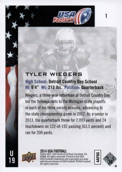 2014 Upper Deck USA Football #1 Tyler Wiegers Back