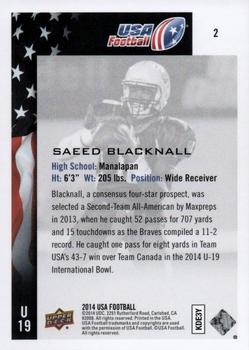 2014 Upper Deck USA Football #2 Saeed Blacknall Back
