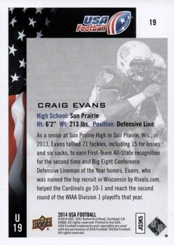 2014 Upper Deck USA Football #19 Craig Evans Back