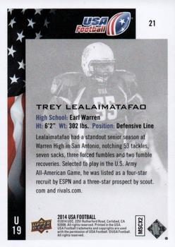 2014 Upper Deck USA Football #21 Trey Lealaimatafao Back