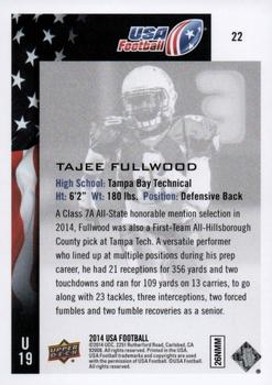 2014 Upper Deck USA Football #22 Tajee Fullwood Back