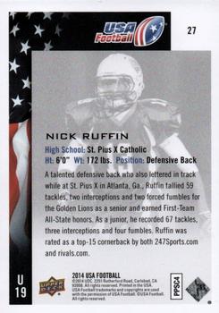2014 Upper Deck USA Football #27 Nick Ruffin Back