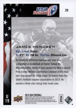 2014 Upper Deck USA Football #29 James Hendren Back