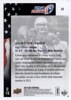 2014 Upper Deck USA Football #32 Justice Luce Back