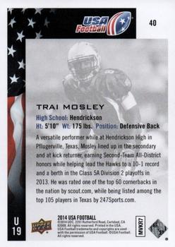 2014 Upper Deck USA Football #40 Trai Mosley Back
