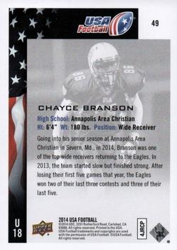 2014 Upper Deck USA Football #49 Chayce Branson Back