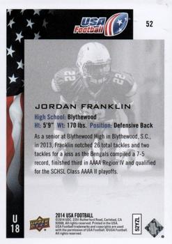 2014 Upper Deck USA Football #52 Jordan Franklin Back