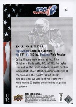2014 Upper Deck USA Football #53 D.J. Wilson Back