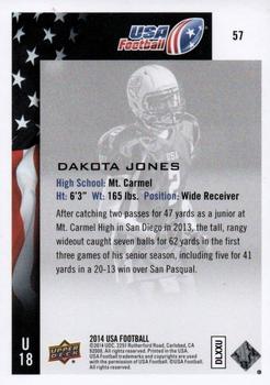 2014 Upper Deck USA Football #57 Dakota Jones Back
