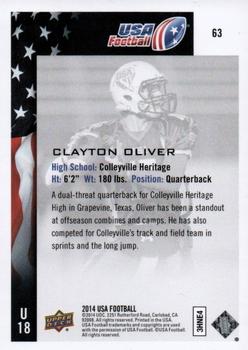 2014 Upper Deck USA Football #63 Clayton Oliver Back