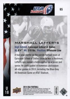2014 Upper Deck USA Football #65 Marshall Lefferts Back