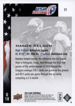 2014 Upper Deck USA Football #77 Mason Reedom Back