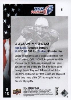 2014 Upper Deck USA Football #81 Julian Angulo Back