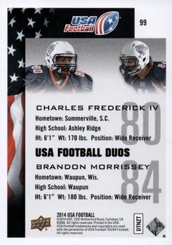 2014 Upper Deck USA Football #99 Charles Frederick IV / Brandon Morrissey Back