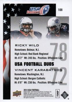 2014 Upper Deck USA Football #108 Vincent Karabatsos / Ricky Wild Back