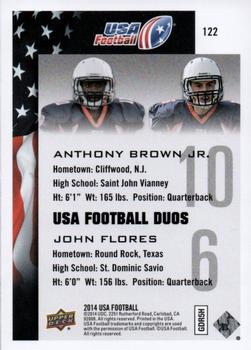 2014 Upper Deck USA Football #122 Anthony Brown Jr. / John Flores Back