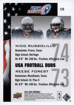 2014 Upper Deck USA Football #126 Nico Russolillo / Reese Forest Back