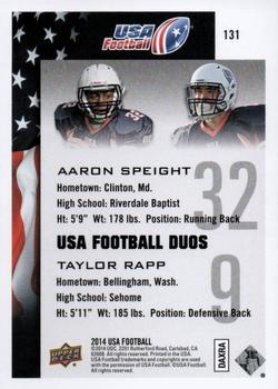 2014 Upper Deck USA Football #131 Aaron Speight / Taylor Rapp Back