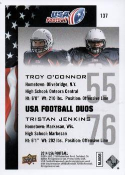 2014 Upper Deck USA Football #137 Troy O'Connor / Tristan Jenkins Back