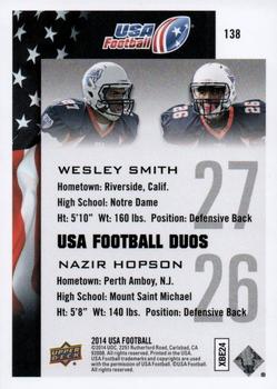 2014 Upper Deck USA Football #138 Wesley Smith / Nazir Hopson Back