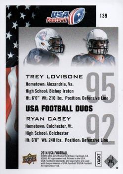 2014 Upper Deck USA Football #139 Trey Lovisone / Ryan Casey Back