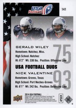 2014 Upper Deck USA Football #141 Gerald Wiley / Nick Valentine Back