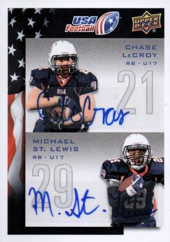 2014 Upper Deck USA Football - Autograph #100 Chase LeCroy / Michael St. Lewis Front