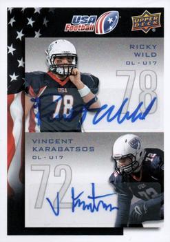 2014 Upper Deck USA Football - Autograph #108 Vincent Karabatsos / Ricky Wild Front
