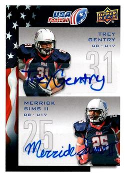 2014 Upper Deck USA Football - Autograph #114 Trey Gentry / Merrick Sims II Front